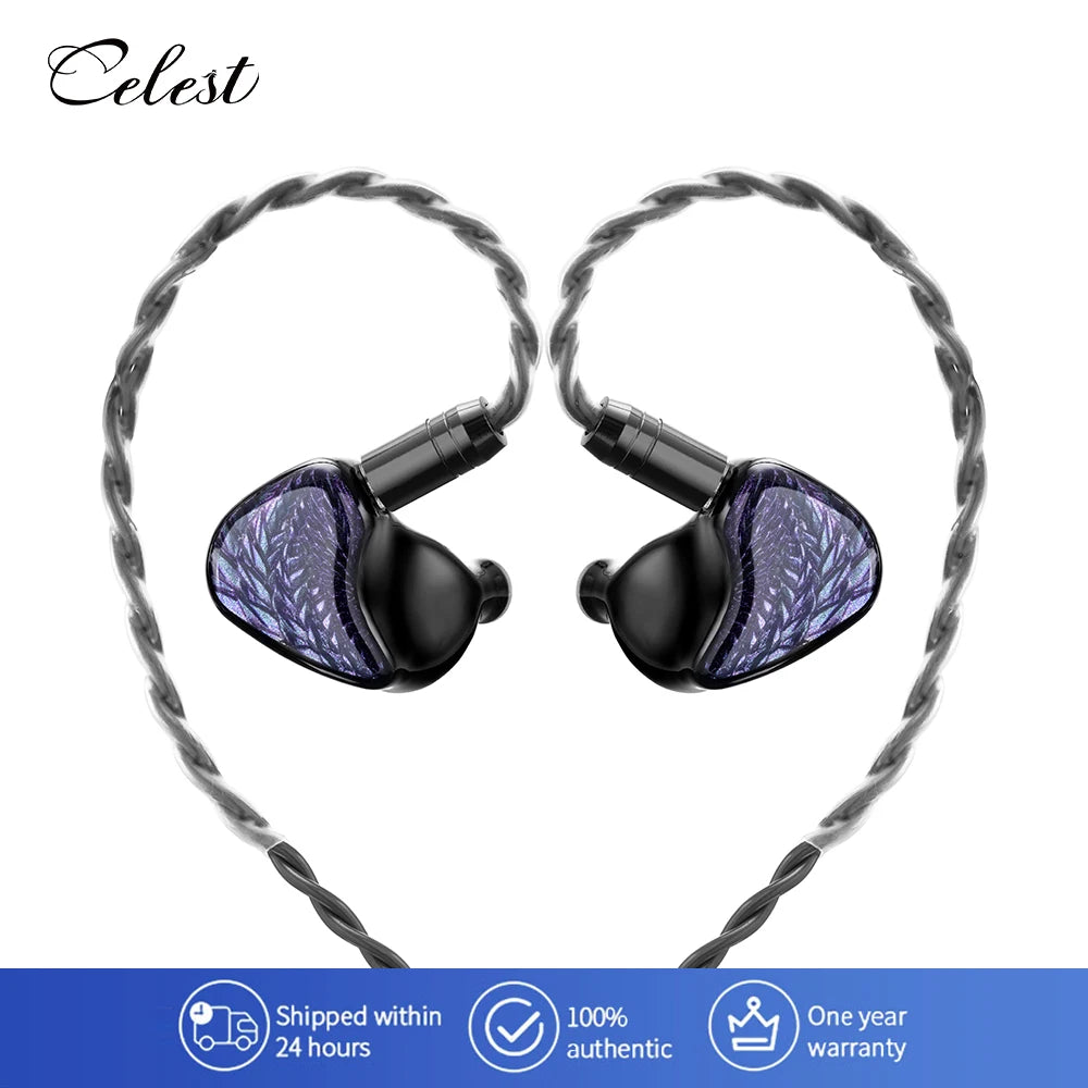 Celest Wyvern Black In Ear Earphone Monitor With Microphone Hifi Music Headphone IEMs Wired Gaming Earbuds For Gifts