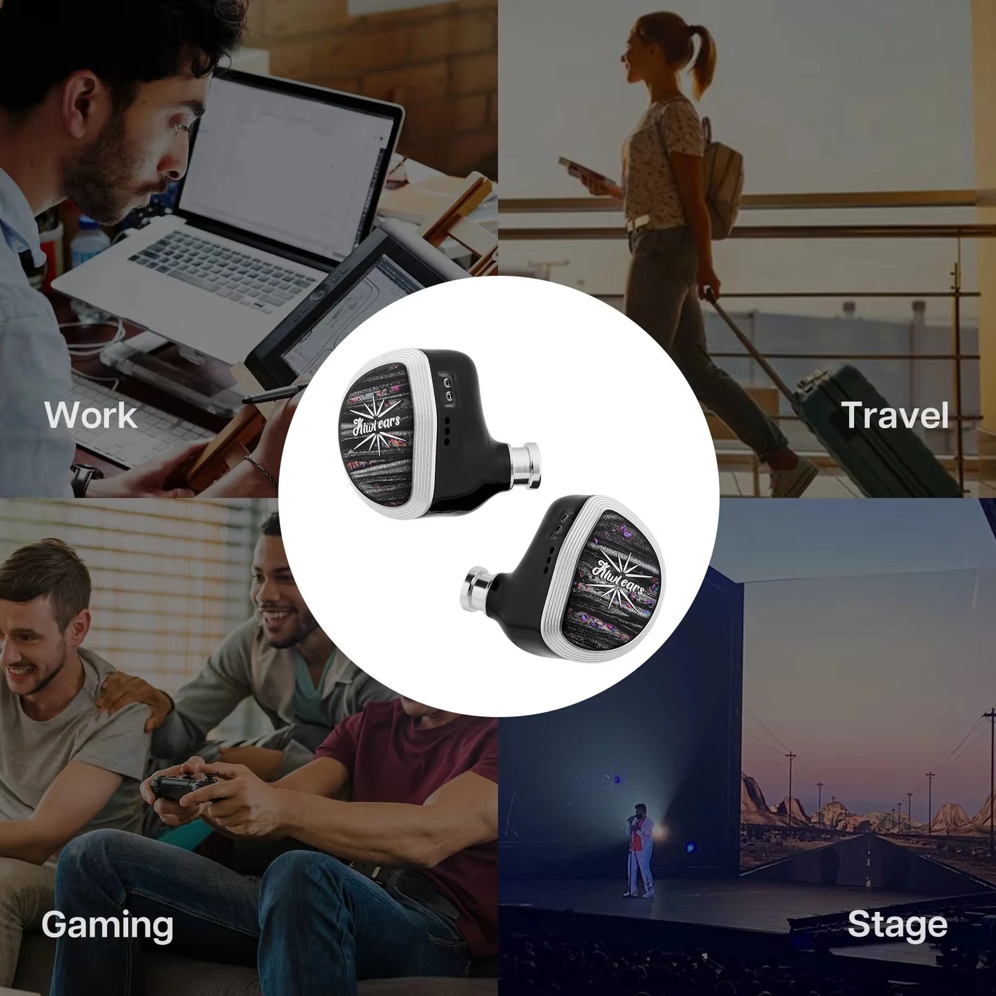 Kiwi Ears Aether 15.3mm Large Planar Driver IEM Hifi Earphones with Detachable Cable System for Gaming and Music Enthusiasts