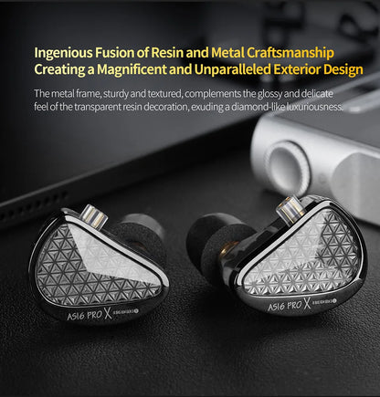KZ AS16 PRO X in Ear Earphone 8 Balanced Armature Headset Three-Channel Acoustic Duct Structure HiFi Headphones ZSX ZAR ZS10PROX
