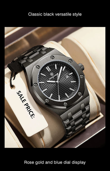 Montre à quartz carrée de luxe PAAZOMU pour homme, étanche, avec date luminescente, montre pour homme en acier inoxydable, montres d'affaires pour homme