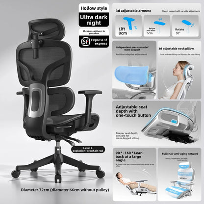 Ergonomic Office Chair Comfortable  Long Sitting Home Gaming Computer Recliner Nap Chair Adjustable Height Lumbar Support Swivel