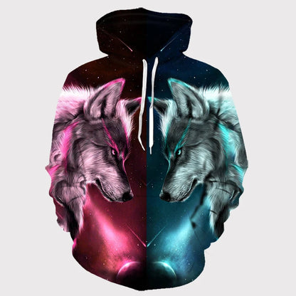 Mikiny s kapucí Animal Wolf s 3D potiskem pro muže i ženy, módní ležérní oversized pulovr, hip hop Harajuku streetwear hoodies