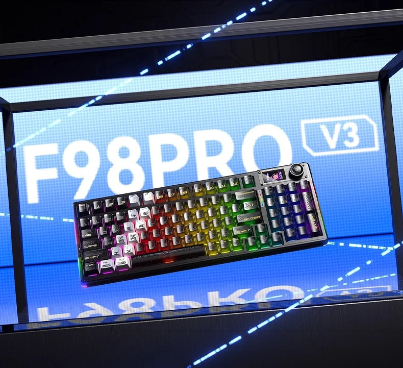 AULA F98Pro V3 Mechanical Keyboard 3-mode Wireless Bluetooth Hot-swap E-sports Customized Transparent Keycaps RGB Game Keyboards