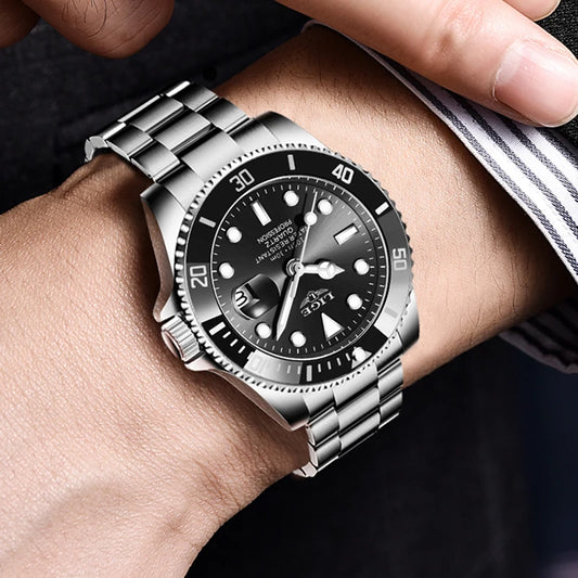 Orologio da uomo LIGE – Cronografo al quarzo, impermeabile, stile casual e professionale, accessorio di moda di lusso di un grande marchio.