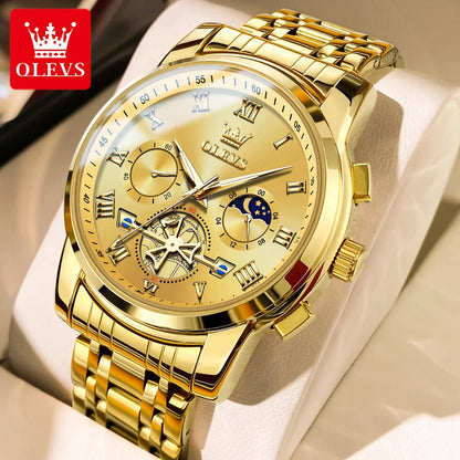 Orologio da uomo OLEVS 2859 – Modello classico e lussuoso con numeri romani, multifunzione, impermeabile, quadrante luminescente, movimento al quarzo di alta qualità.