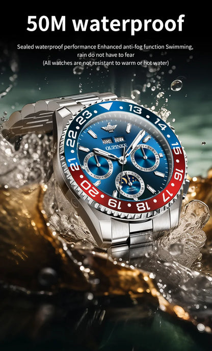 OUPINKE Fashion Mens Watches Top Brand Luxury Business Sport Watch Multifunction Automatic Mechanical Men Clock Waterproof Reloj