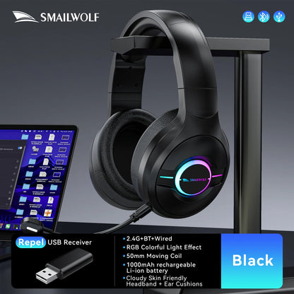 SMAILWOLF L80 Bluetooth wireless 2.4g three-mode gaming headset laptop home thin and light sports headset with microphone