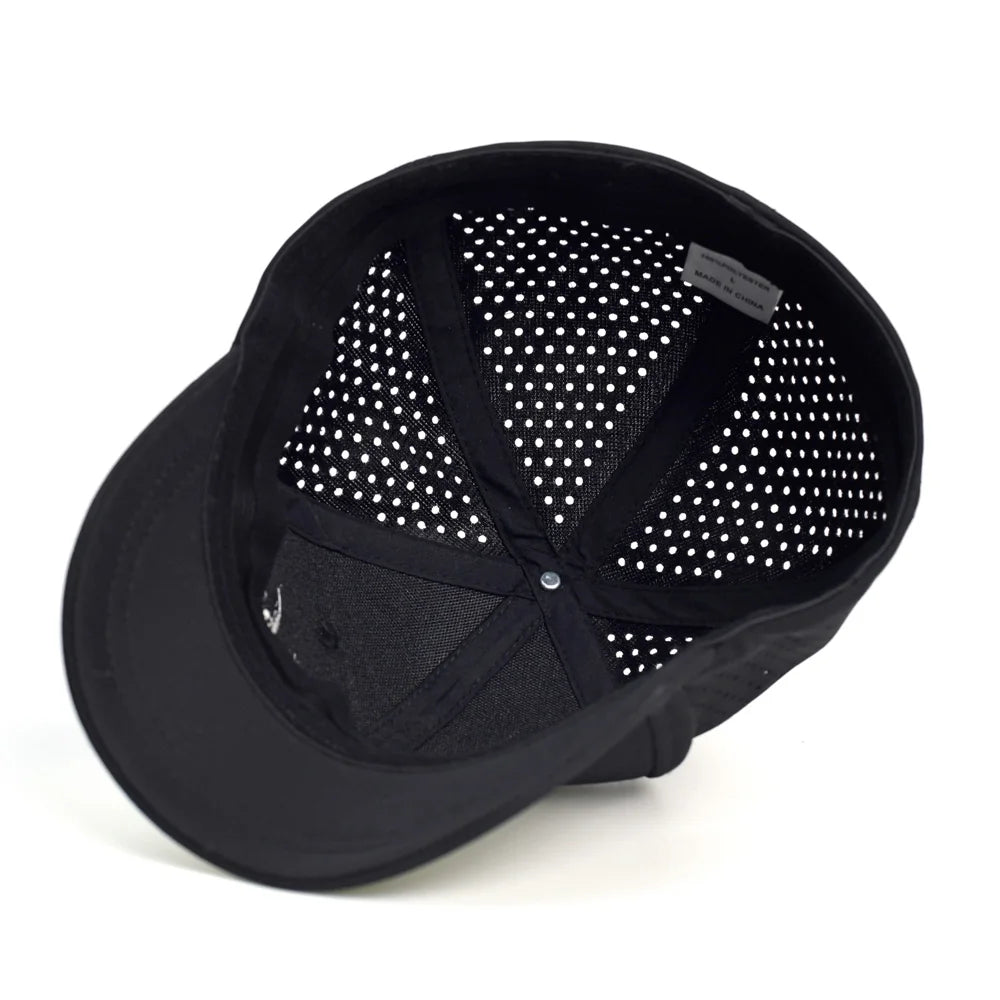 Mesh Short Brim Back Closed Baseball Cap Men Women Breathable Snapback Hats Fitted Dad Hat Adjustable Solid Trucker Style