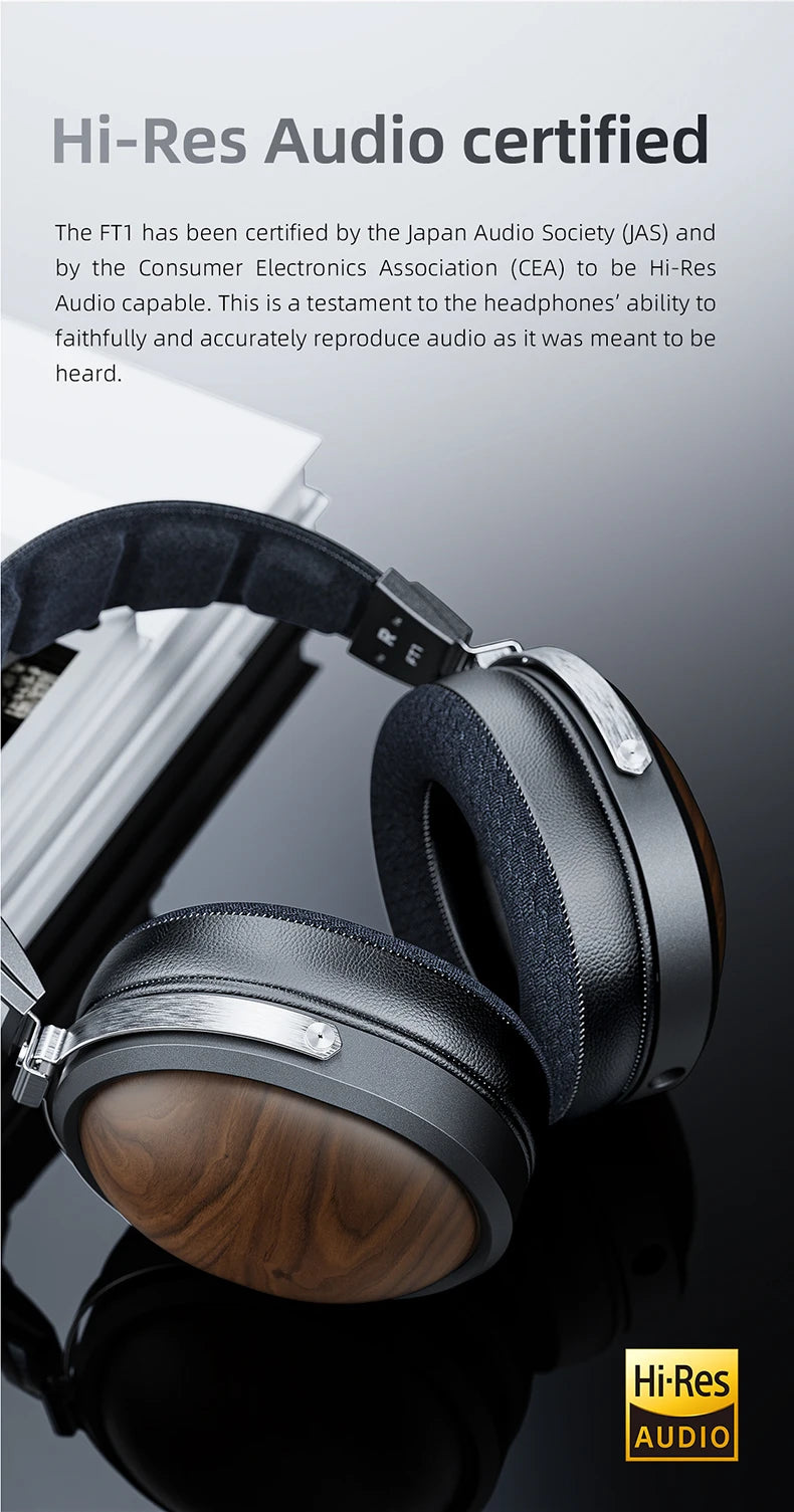 FiiO FT1 Headphones Professional Monitor North American Walnut HIFI Music Wired Headset Shanling