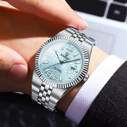 Luxus-Quarz-Armbanduhr von BINBOND, beleuchtet, wasserdicht, mit automatischem Datumsanzeige, für Herren, aus Edelstahl, im Business-, Sport-, Mode- und Freizeit-Stil.