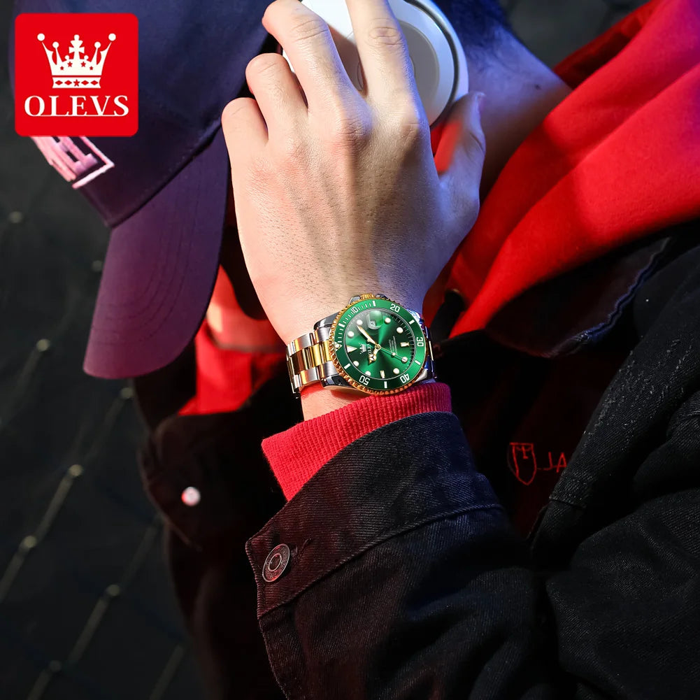 Orologio meccanico automatico di lusso da uomo OLEVS 6650 – Impermeabile, luminescente, bracciale in acciaio – Orologio da polso da uomo, stile professionale, marca prestigiosa