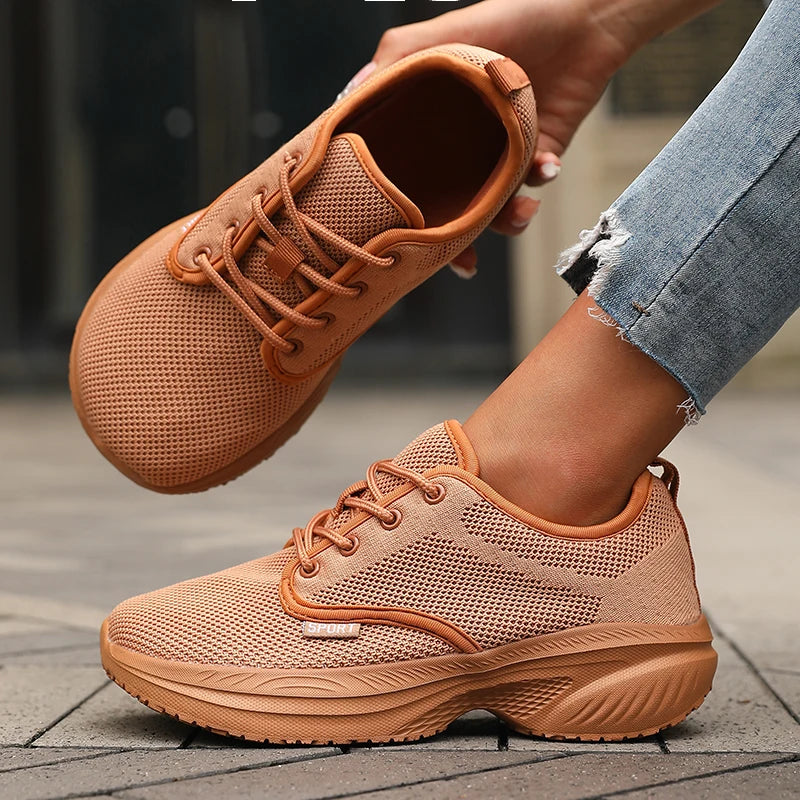 Platform Women Running Shoes Breathable Comfortable Outdoor Camping Running Shoes Minimalist Wide Last Soft Sole Tennis Sneakers