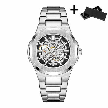 Montres-bracelets mécaniques pour homme à cadran ajouré, design squelette, montre de luxe entièrement automatique pour homme, relogio