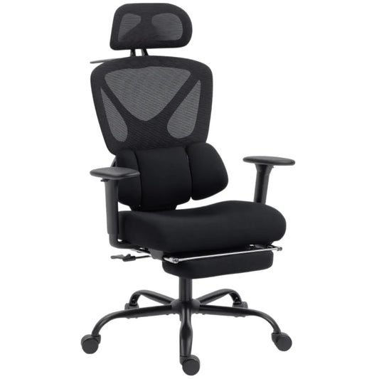 Ergonomic Office Chair with Wheels, Mesh, Lumbar Support, Armrests & Adjustable Headrest