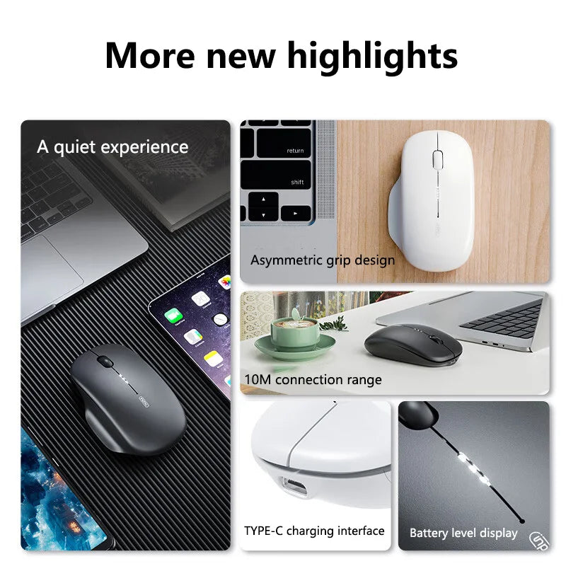 Inphic M1 Second-generation 2.4G Wireless Mouse Type-C Rechargeable Silent Office Mouse Ergonomics Battery Level Display