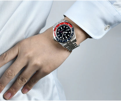 San Martin NH34 40mm GMT Luxury Sports Style Full Luminous Bidirectional Sapphire Bezel Automatic Mechanical Watch 20 Bar SN0005