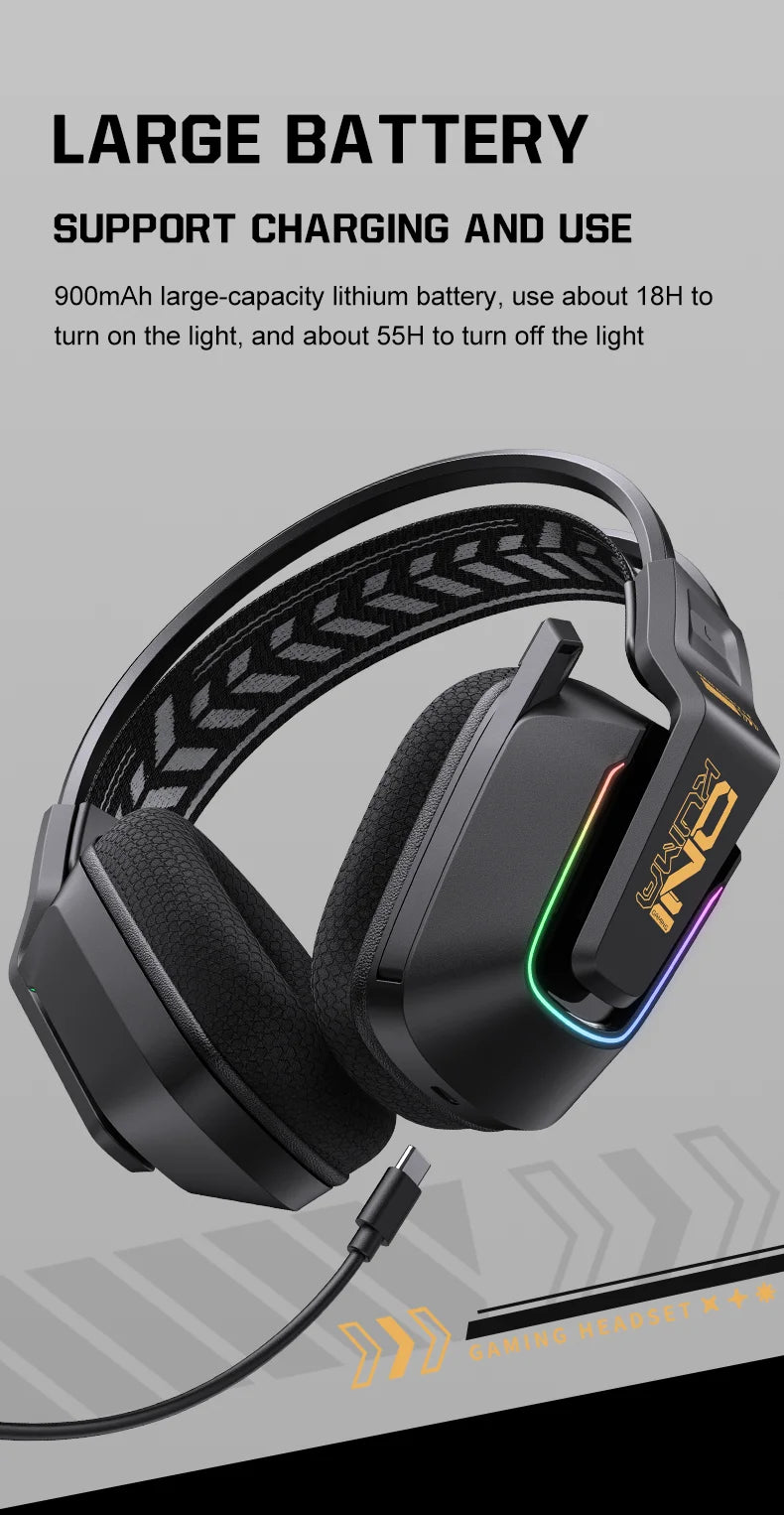 ONIKUMA GT828 Bluetooth Headset Four-mode Connection Over Ear HIFI Stereo Wireless Gaming Headsets with Mic for PC Laptops PS5