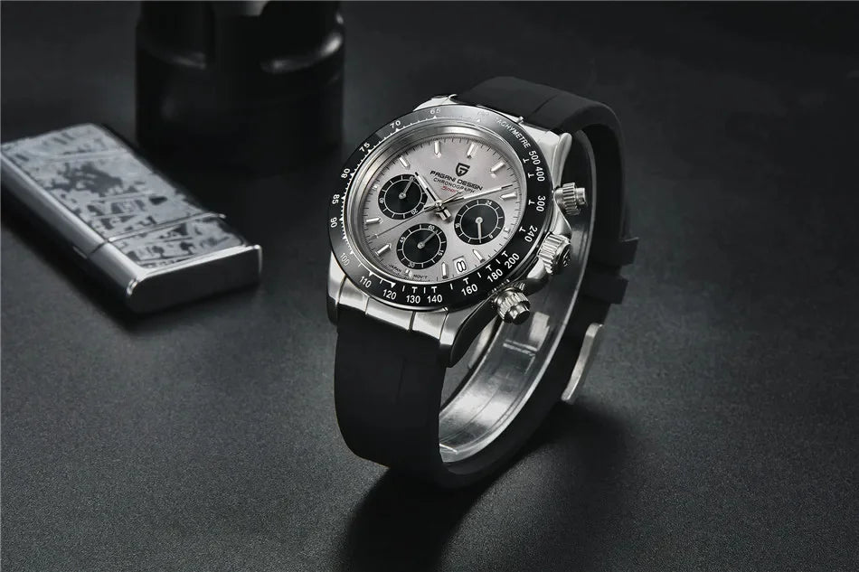 Originale neue PAGANI DESIGN PD-1664 Luxus-Herrenuhr mit japanischem VK63-Quarzwerk, Saphirglas, wasserdichtem Chronographen, Gold