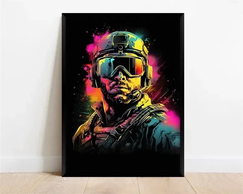 Pop Neon Video Game Character Poster Gamepad Headphones Football Basketball Canvas Print Wall Art Decor Gaming Room Decoration