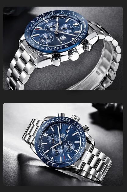 Orologio da uomo BENYAR 5140, orologio sportivo casual, orologio al quarzo di lusso impermeabile, cronografo militare di marca di alta gamma.