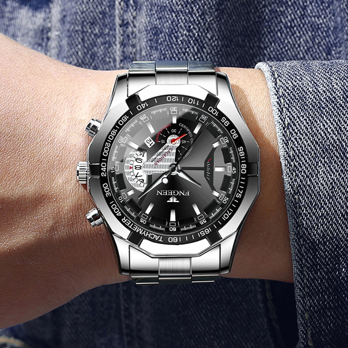 Montres-bracelets à quartz BINBOND Original pour homme : montres de luxe luminescentes, étanches, à date automatique, en acier inoxydable. Livraison gratuite.