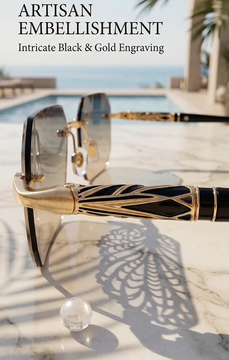 Square Rimless Punk Sunglasses Men 2026 Luxury Brand  Polygon Frameless Sun Glasses For Male Steampunk Driving Eyewear Shades