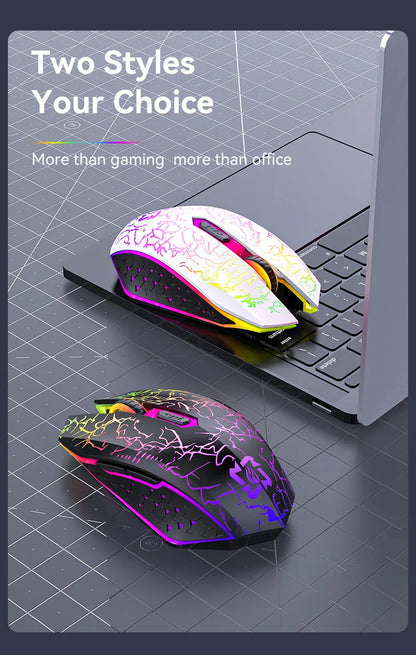 2.4GHz Bluetooth Wireless Mouse Rechargeable RGB Backlight Mice 1600 DPI Ergonomic Design Gaming Mouse for PC Laptop Macbook