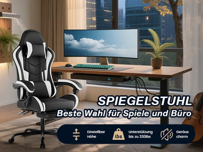 WOTSTA Gaming Chair with Footrest Gamer Chairs Ergonomic with Lumbar Cushion Headrest Height Adjustable Computer Chair
