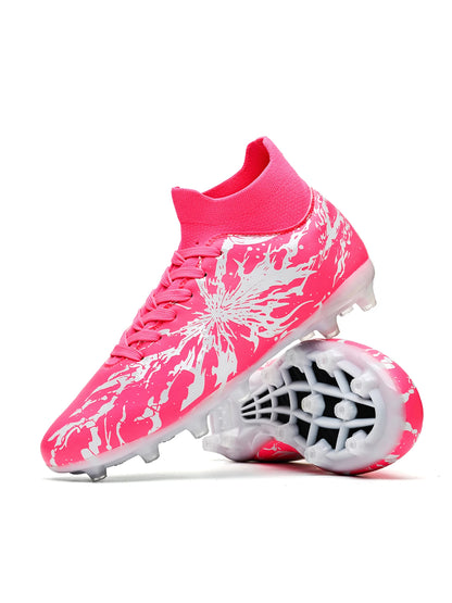 Chaussures de football AG FG pour hommes, tige en PU souple, structure de crampons renforcée, pour adultes, pour les matchs et entraînements de football en plein air sur pelouse.