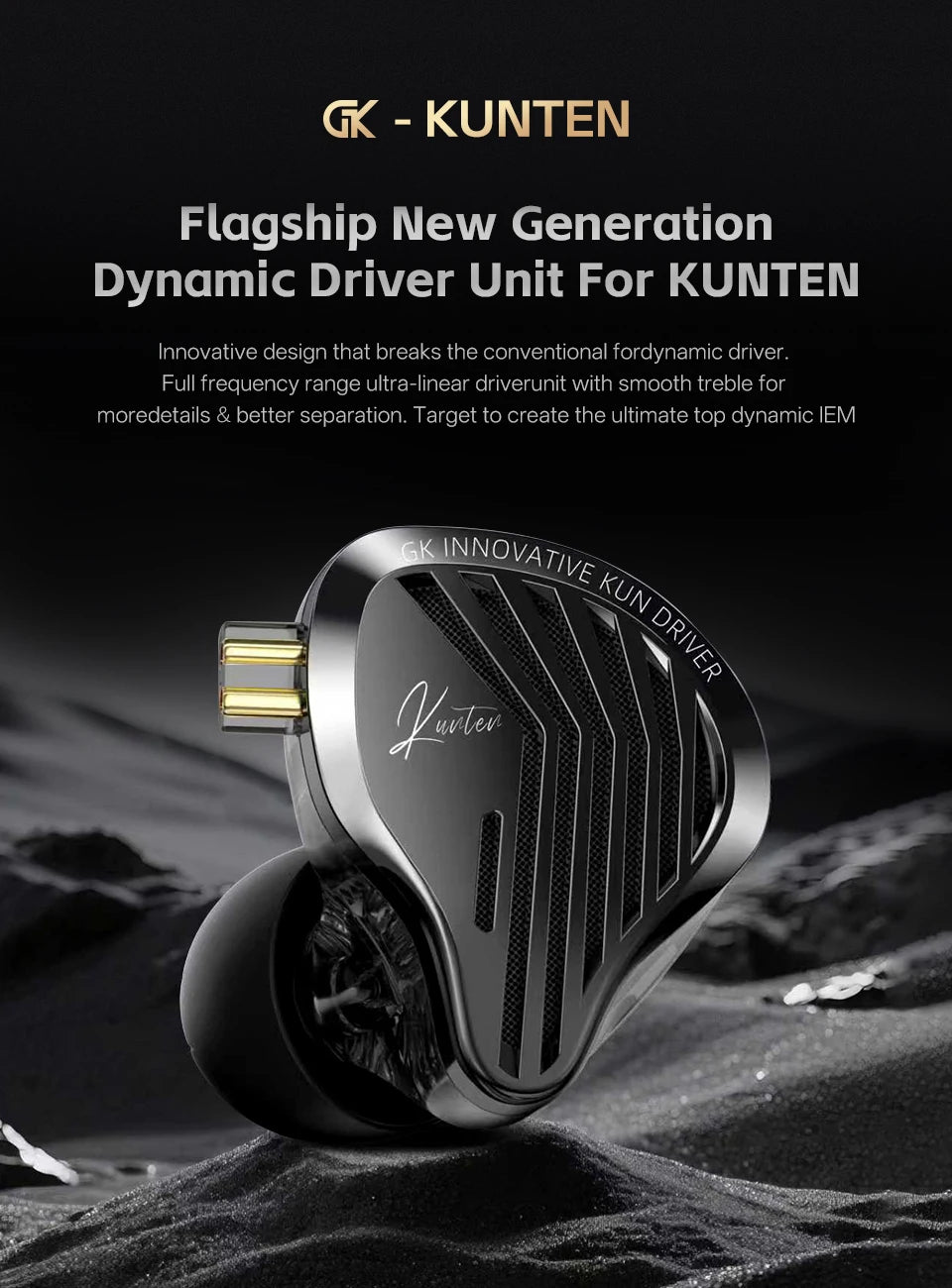 GK KUNTEN Earphones New Generation Dynamic Driver Unite Headests Hifi Music Earbuds DJ Headphones