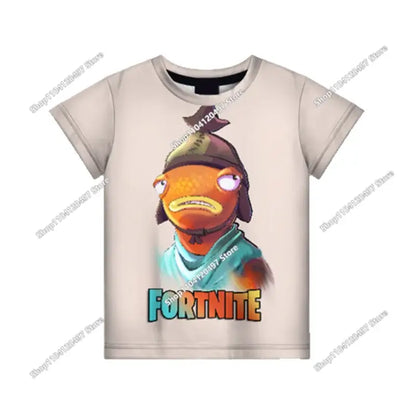 Аниме Fortnite тениски за момичета, тениска за момчета, бели тениски с анимационен принт, летни бебешки тениски, сладки горнища с принт, костюм