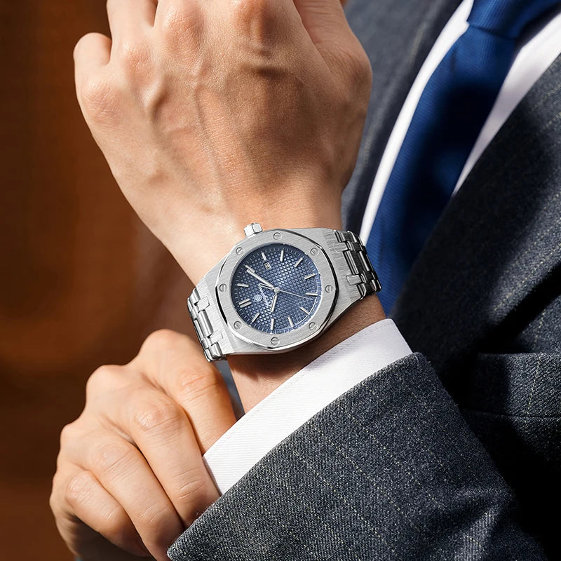 Montre à quartz carrée de luxe PAAZOMU pour homme, étanche, avec date luminescente, montre pour homme en acier inoxydable, montres d'affaires pour homme