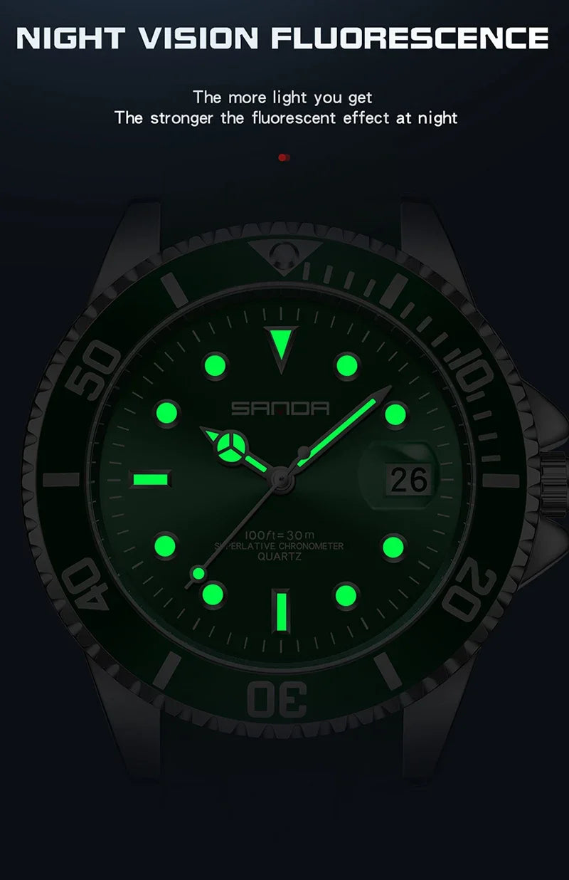 SANDA 7018 Montre à quartz pour homme très vendue Montres de sport pour homme Montre de luxe étanche en silicone Montre à quartz pour homme Relogio Masculino