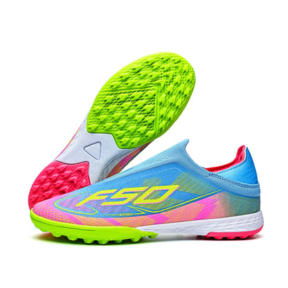 Professional TF Soccer Boots Unisex Youth Adult PU Fabric Upper Rubber Sole Non-slip Training Cleats