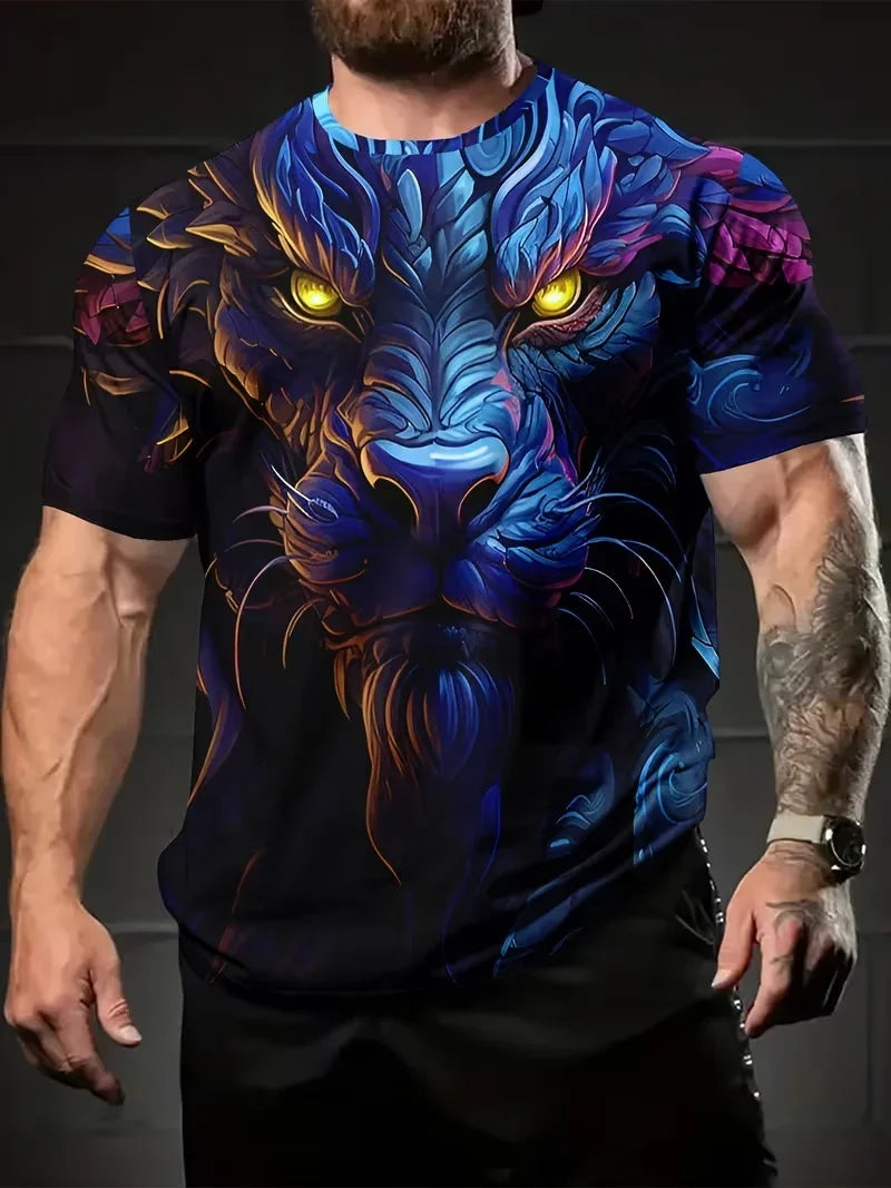Cool Dragon Graphic Men's T-Shirt 3D High-Definition Print Hot Tee Round Neck Fashion Casual Quick-Drying Oversize Men Clothing