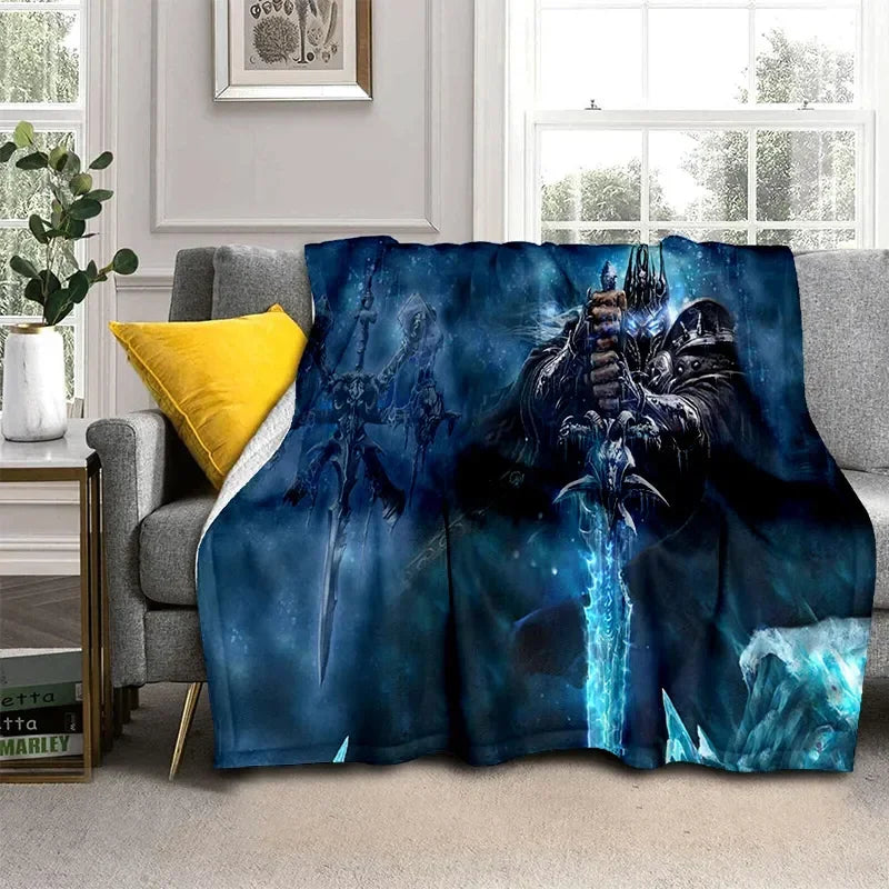 3D World of Warcraft Game WOW Lich King DH Blanket,Soft Throw Blanket for Home Bedroom Bed Sofa Picnic Travel Office Cover Kids