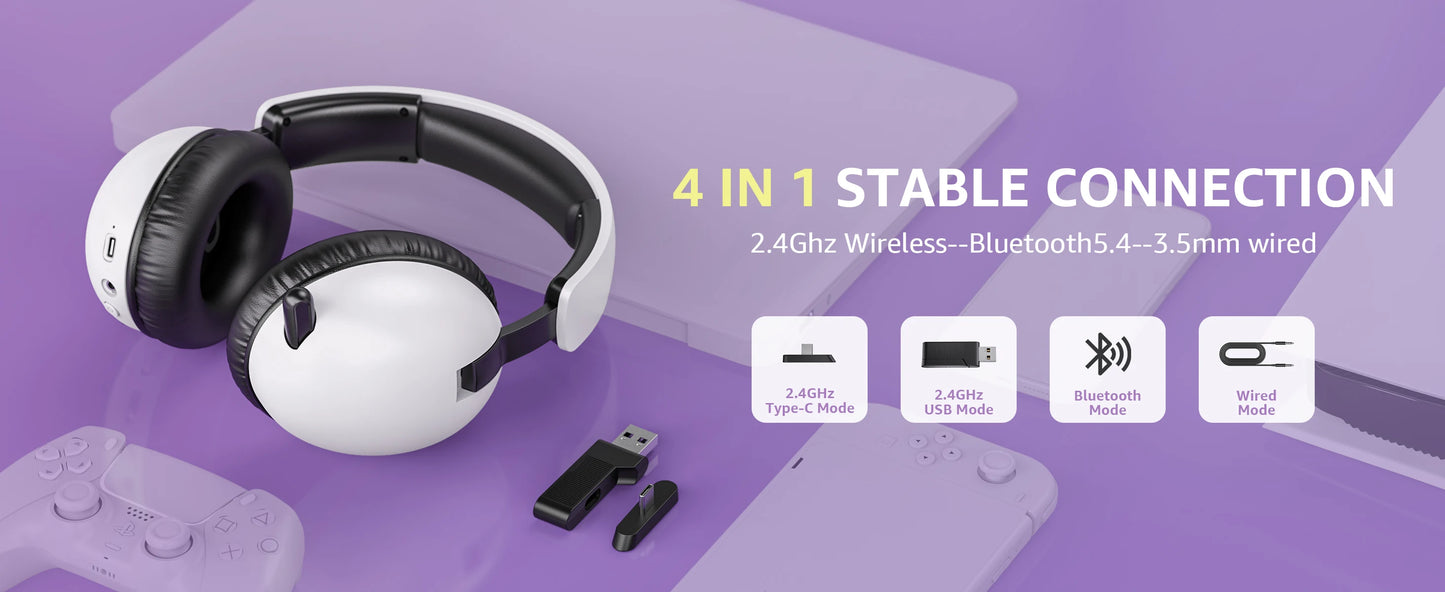 Acinaci BL500 Gaming Headset 2.4G with Noise-Canceling Mic 30-Hour Life,for PC PS4 PS5