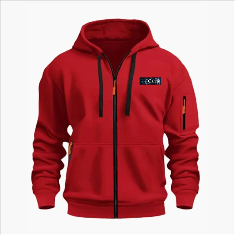 Men's Sweatshirts with Zipper Pockets Thin Solid Color Half Tracksuit Casual Outdoor Hooded Tracksuit Long Sleeve Jacket Coats