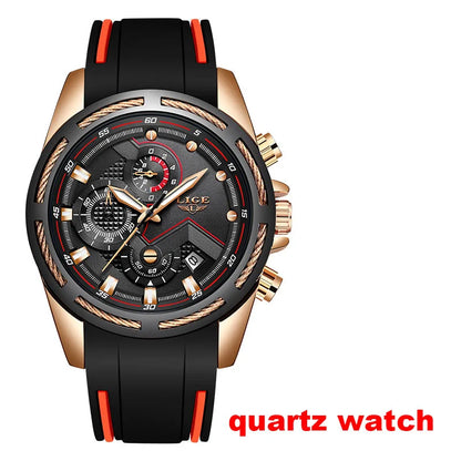 Męskie zegarki mechaniczne z automatycznym mechanizmem marki LIGE – luksusowy zegarek z najwyższej półki z tourbillonem, elegancki i wodoodporny, idealny do pracy lub na uroczyste okazje.
