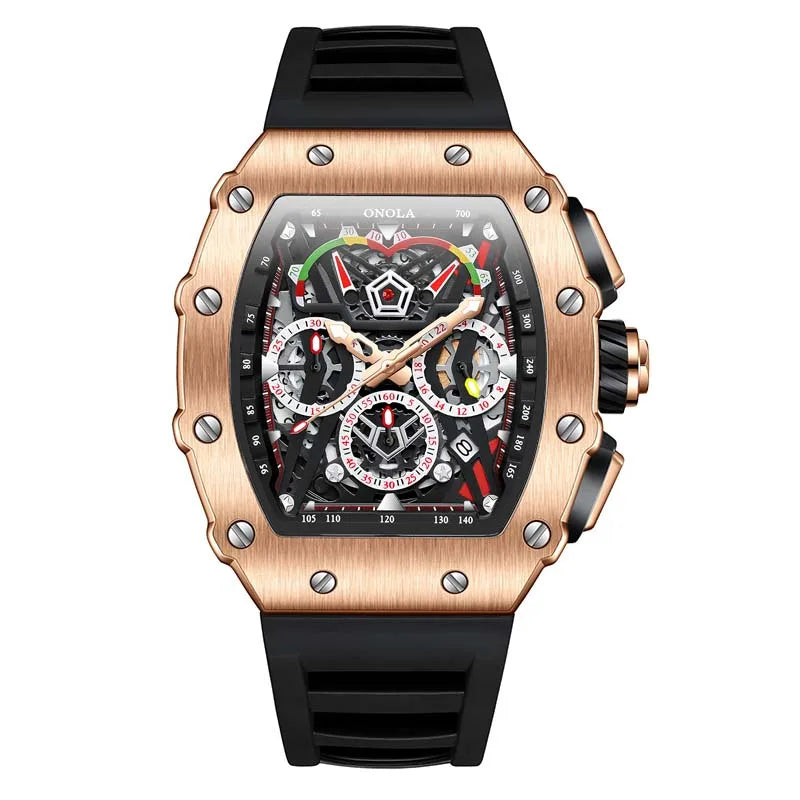 New Luxury Men Watch ONOLA Fashion Fully Automatic Mechanical Watches Man Unique Design Waterproof Tape Watch Wristwatch