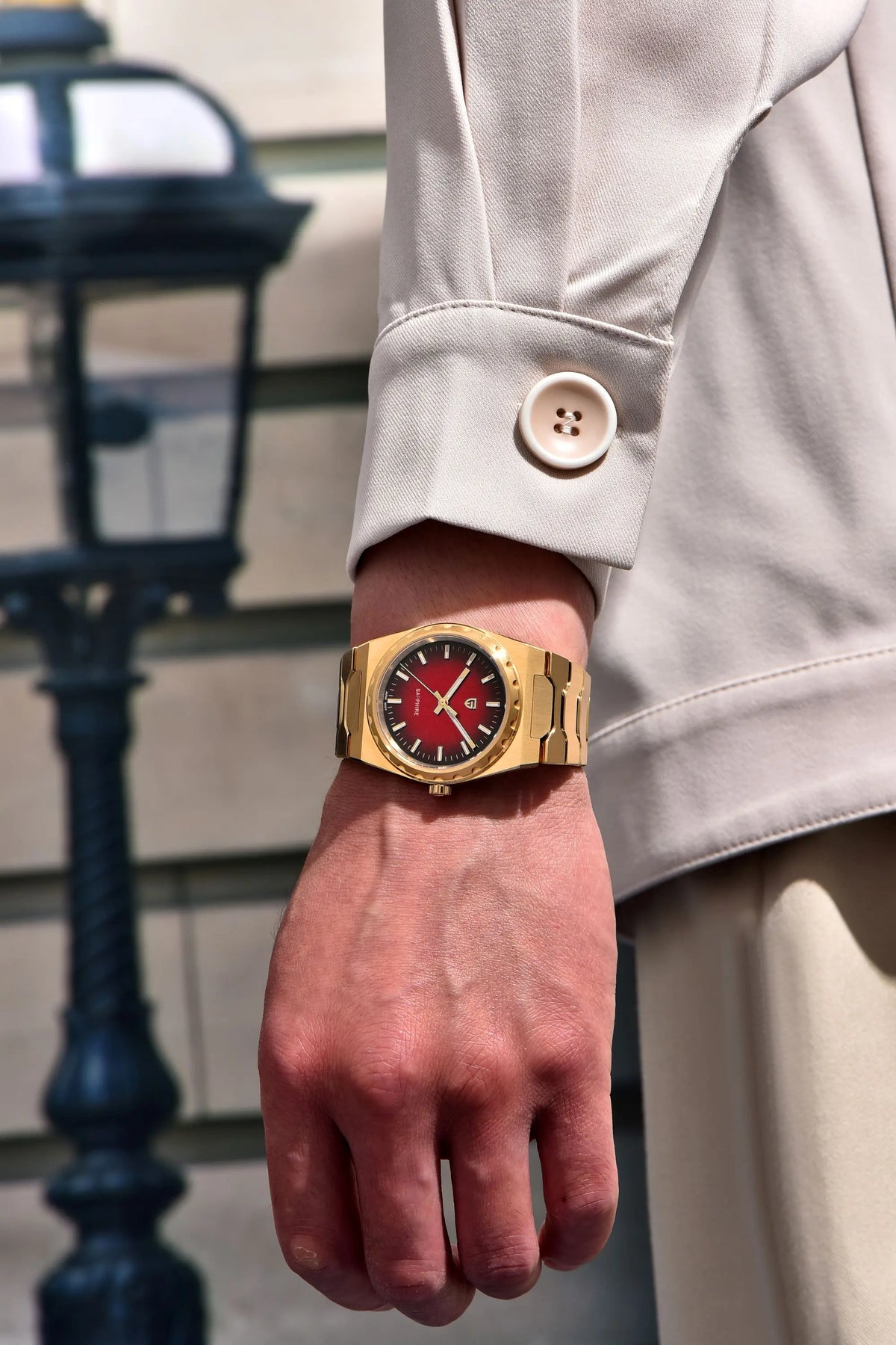 Orologio da uomo di lusso PAGANI DESIGN – Edizione limitata, vetro zaffiro, quadrante rosso, acciaio inossidabile, impermeabile – PDYS020