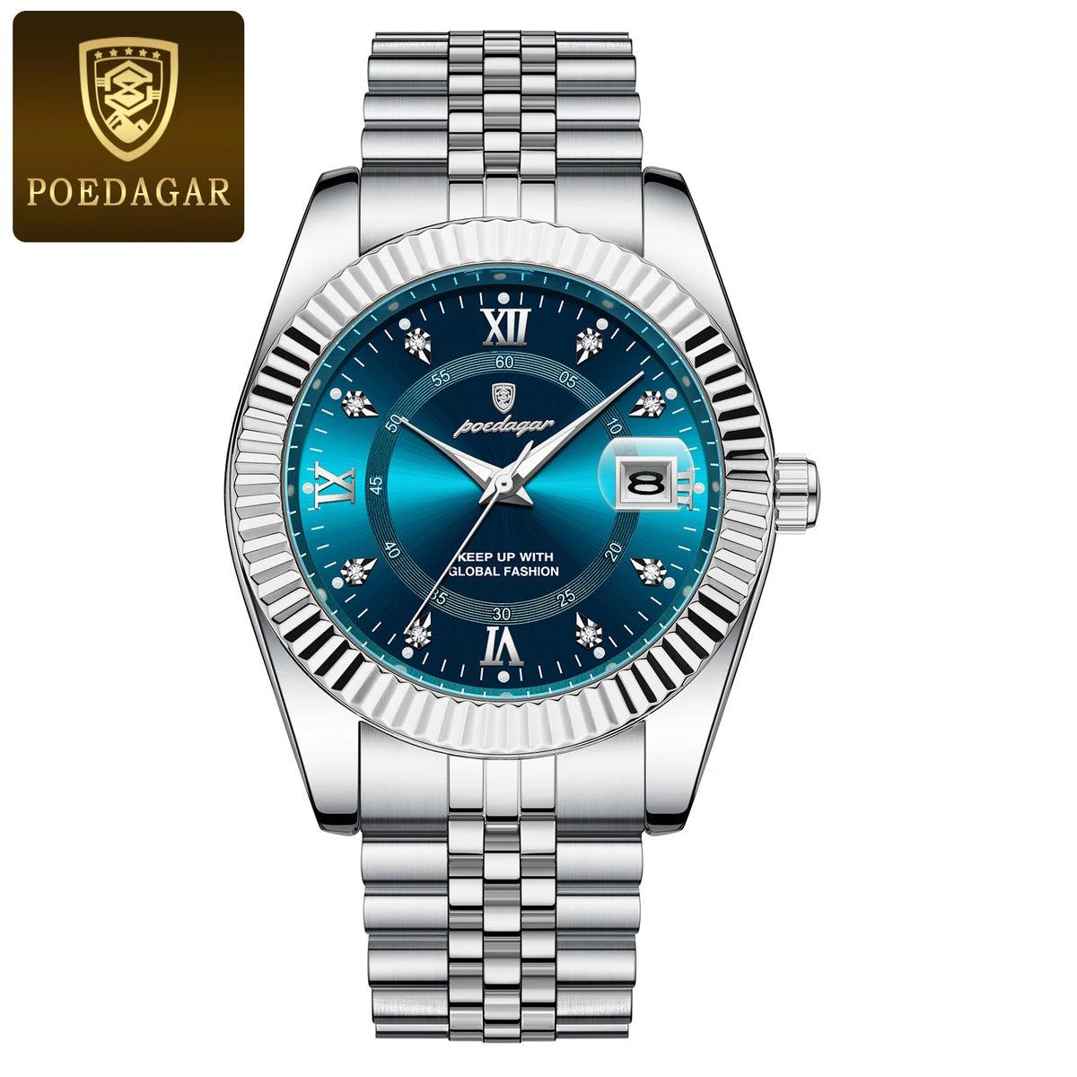 Orologio da uomo POEDAGAR – Modello di lusso, impermeabile, in acciaio inossidabile, con quadrante luminescente, stile militare, datario, movimento al quarzo, ideale per il lavoro o le occasioni professionali.