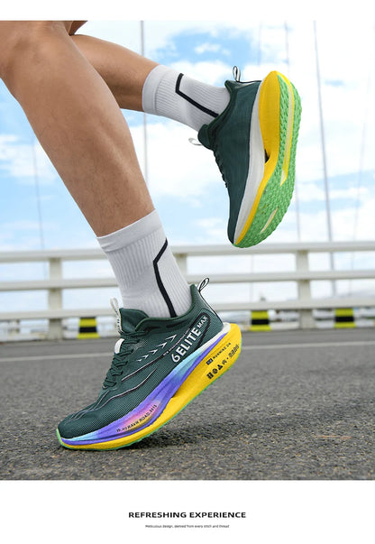 Men  Running Shoes Carbon Board Speciality Marathon Sports Breathable Lightweight Women's Comfortable Athletic Nonskid Sneakers