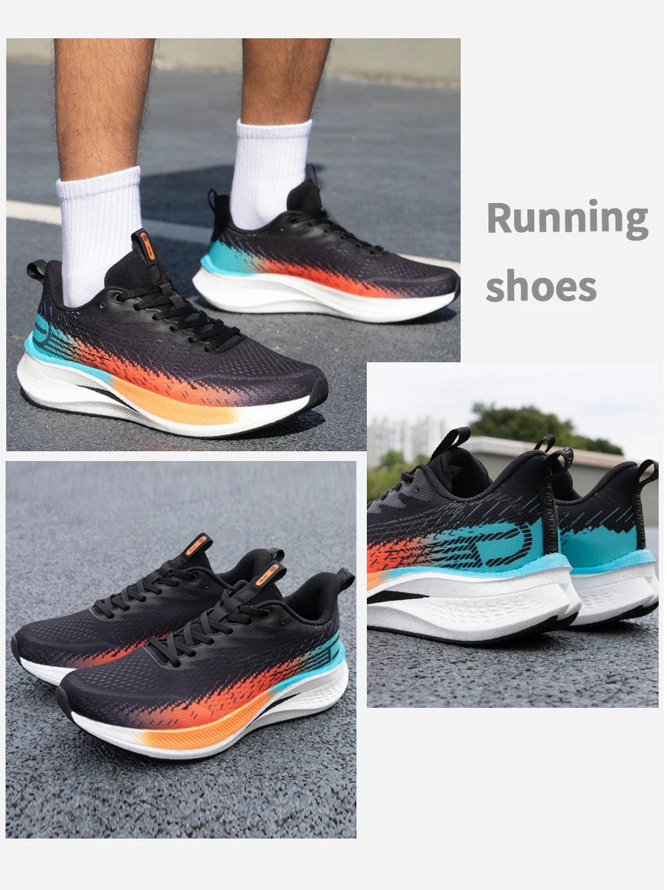 Baasploa Herren-Joggingsportschuhe mit Carbonplatte, professioneller Dämpfung, atmungsaktive rutschfeste Outdoor-Laufsneaker