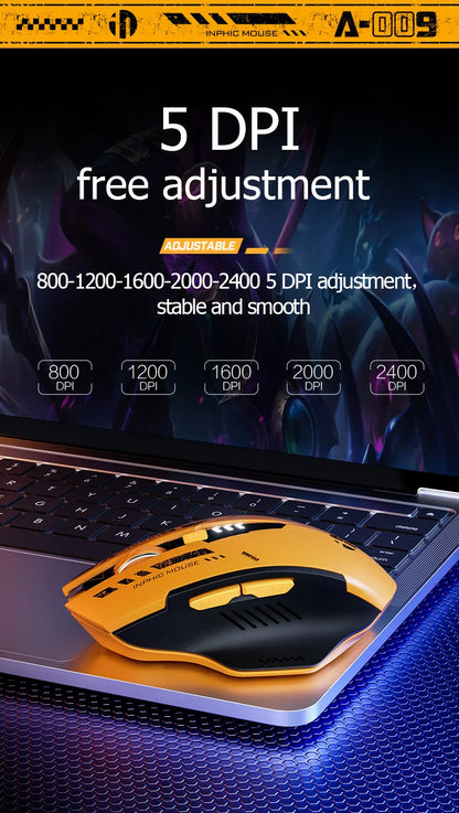 High Quality Inphic A9 200-2400dpi Blueto0th 5.0 Mouse Silent Charging Mechanical Feel Wireless Mouse for Tablet gaming mouse