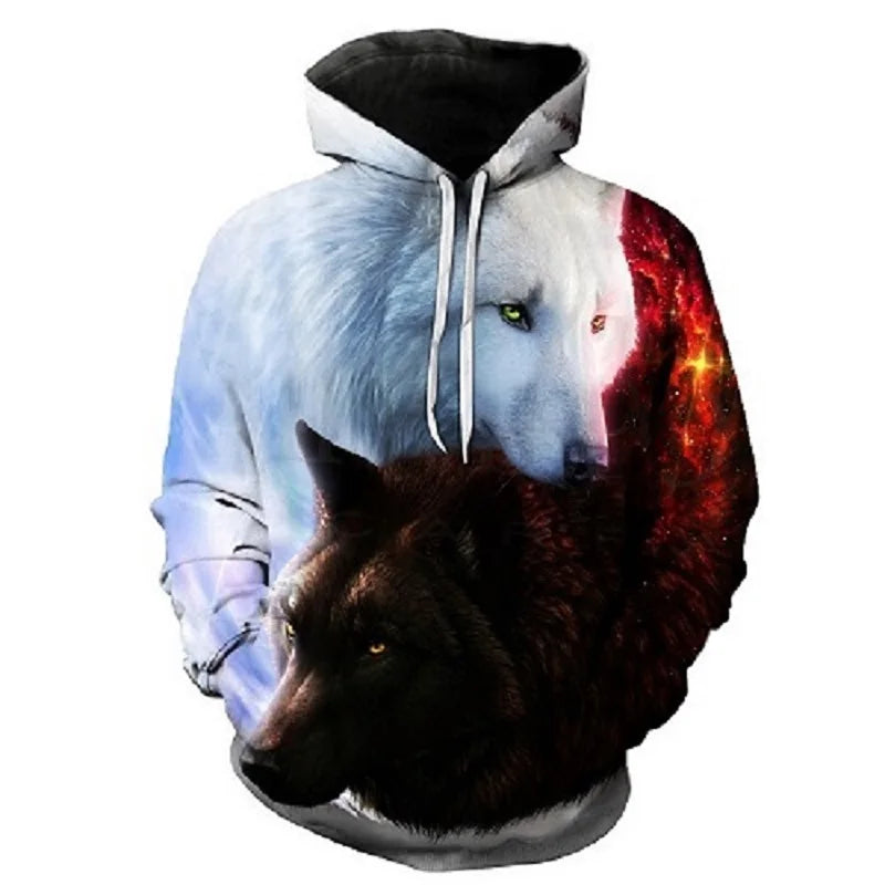 Mikiny s kapucí Animal Wolf s 3D potiskem pro muže i ženy, módní ležérní oversized pulovr, hip hop Harajuku streetwear hoodies