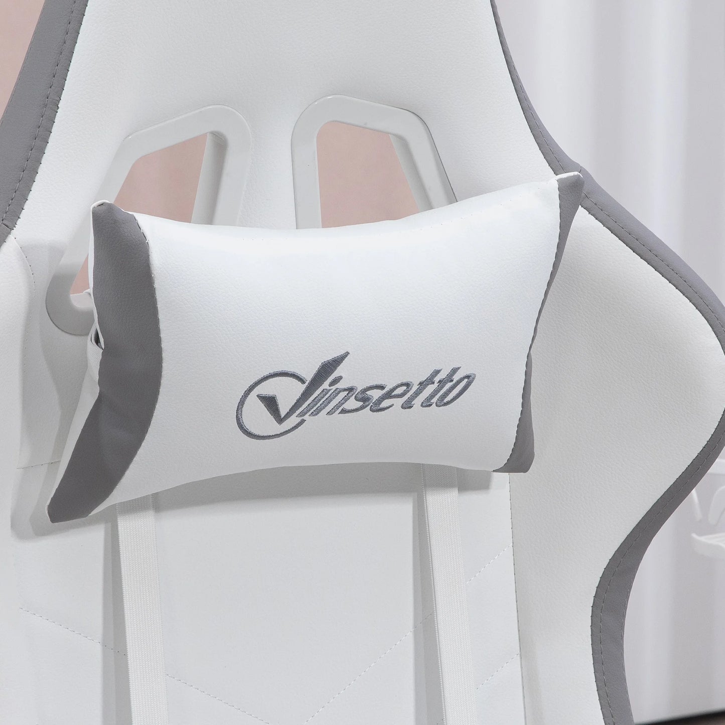 Gaming chair ergonomic gaming chair with 135° reclining backrest and lumbar support, 65x65x121-129 cm white