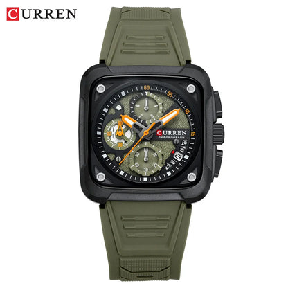 Montres pour homme CURREN : montre-bracelet de luxe à quartz, carrée, originale, étanche et luminescente, chronographe pour homme, Relogio