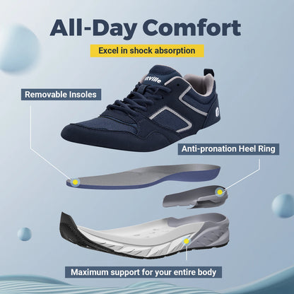 FitVille Newest Running Shoes for Men Wide Width Sneakers with Arch Support for Flat Feet Heel Pain Relief Plantar Fasciitis