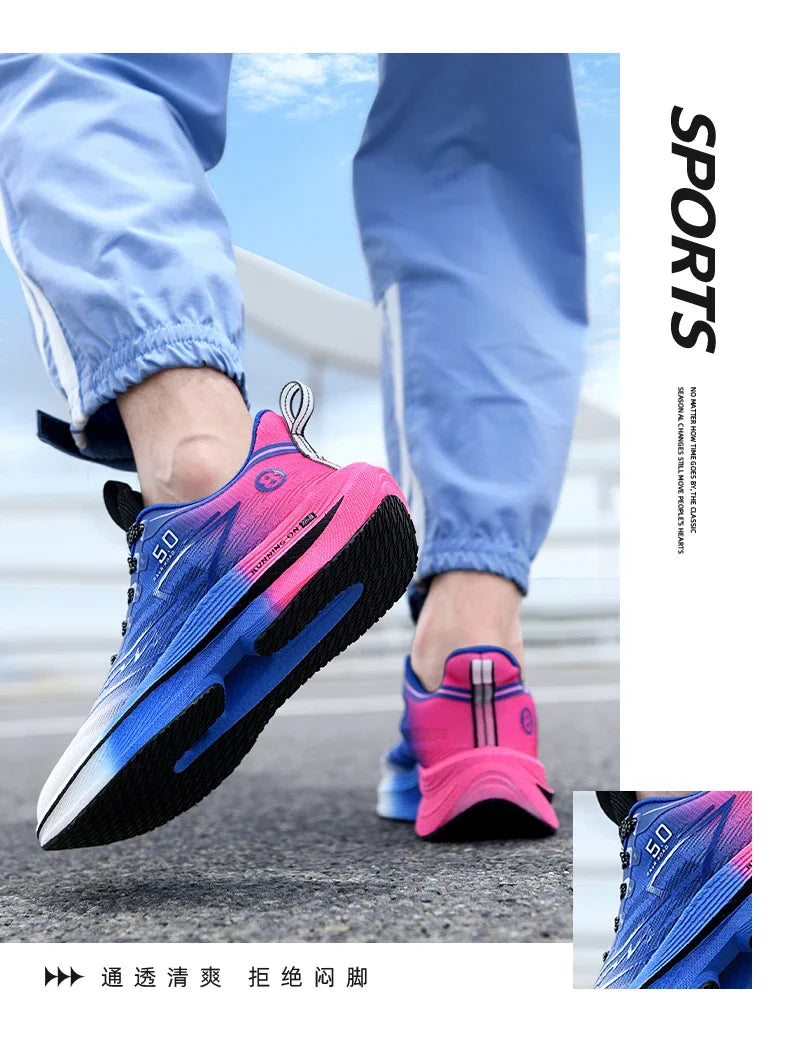 Herren-Sportschuhe – professionelle, gedämpfte Laufschuhe mit Carbonplatte, atmungsaktive Schnür-Sneaker für Freizeit, Marathon und Training